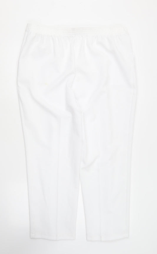 Marks and Spencer Womens White Polyester Trousers Size 18 L24 in Regular