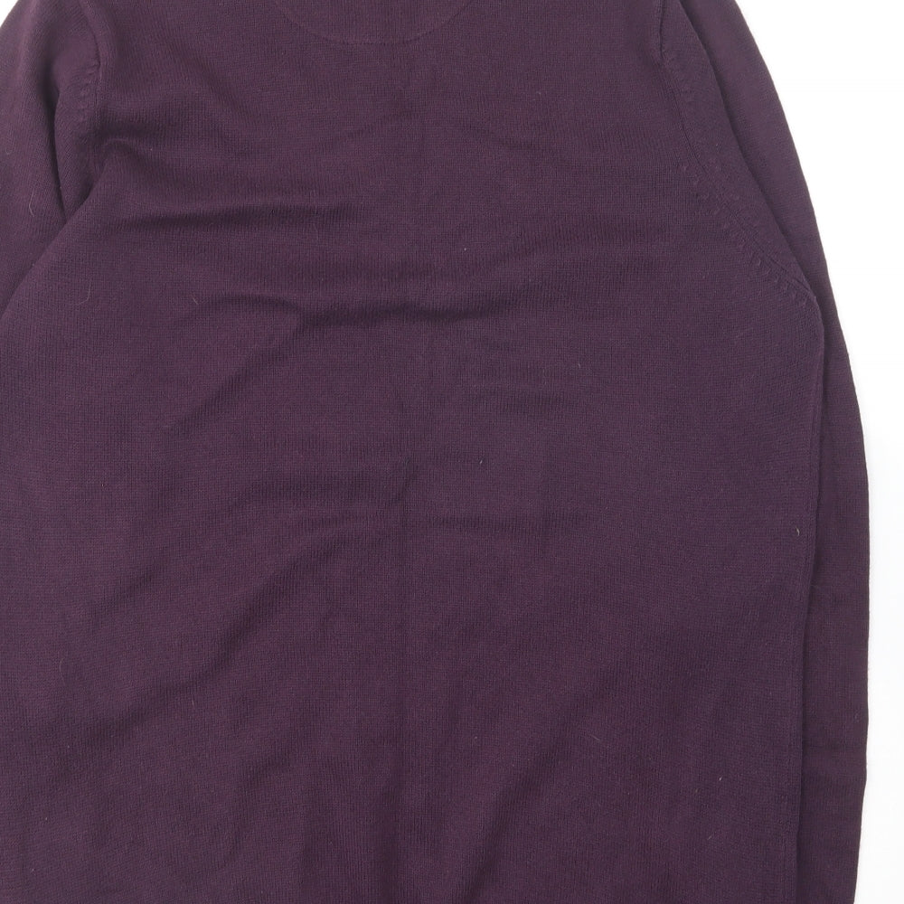 Marks and Spencer Mens Purple Round Neck Cotton Pullover Jumper Size S