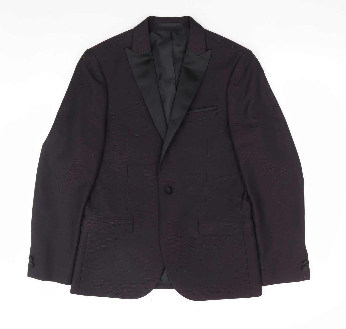 Moss London Mens Purple Geometric Polyester Jacket Suit Jacket Size 38