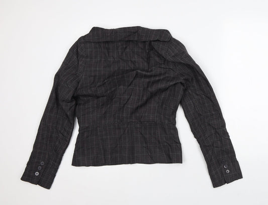 Evie Collection Womens Brown Plaid Jacket Blazer Size 12