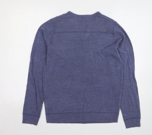 Red Herring Mens Blue V-Neck Acrylic Pullover Jumper Size S
