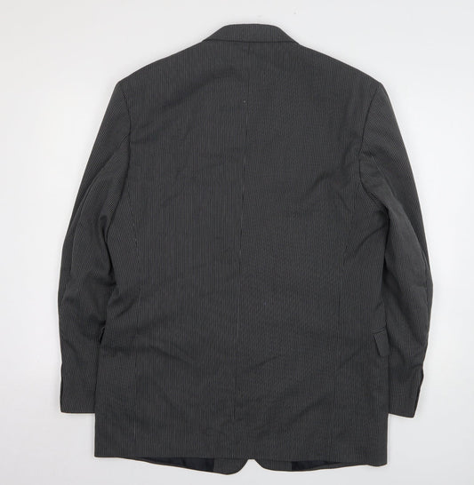 Willson Mens Grey Striped Polyester Jacket Suit Jacket Size 40