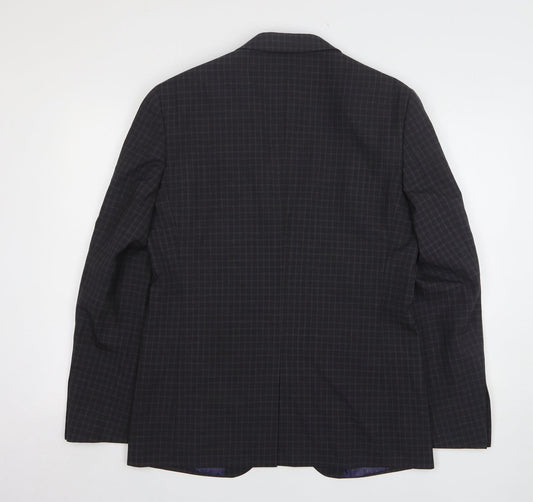 Marks and Spencer Mens Grey Check Wool Jacket Suit Jacket Size 38