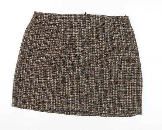 Friends like these Womens Brown Geometric Polyester A-Line Skirt Size 16 Zip