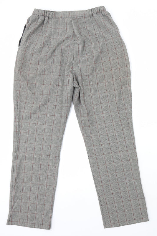 Berkertex Womens Grey Plaid Polyester Trousers Size 12 L27 in Regular