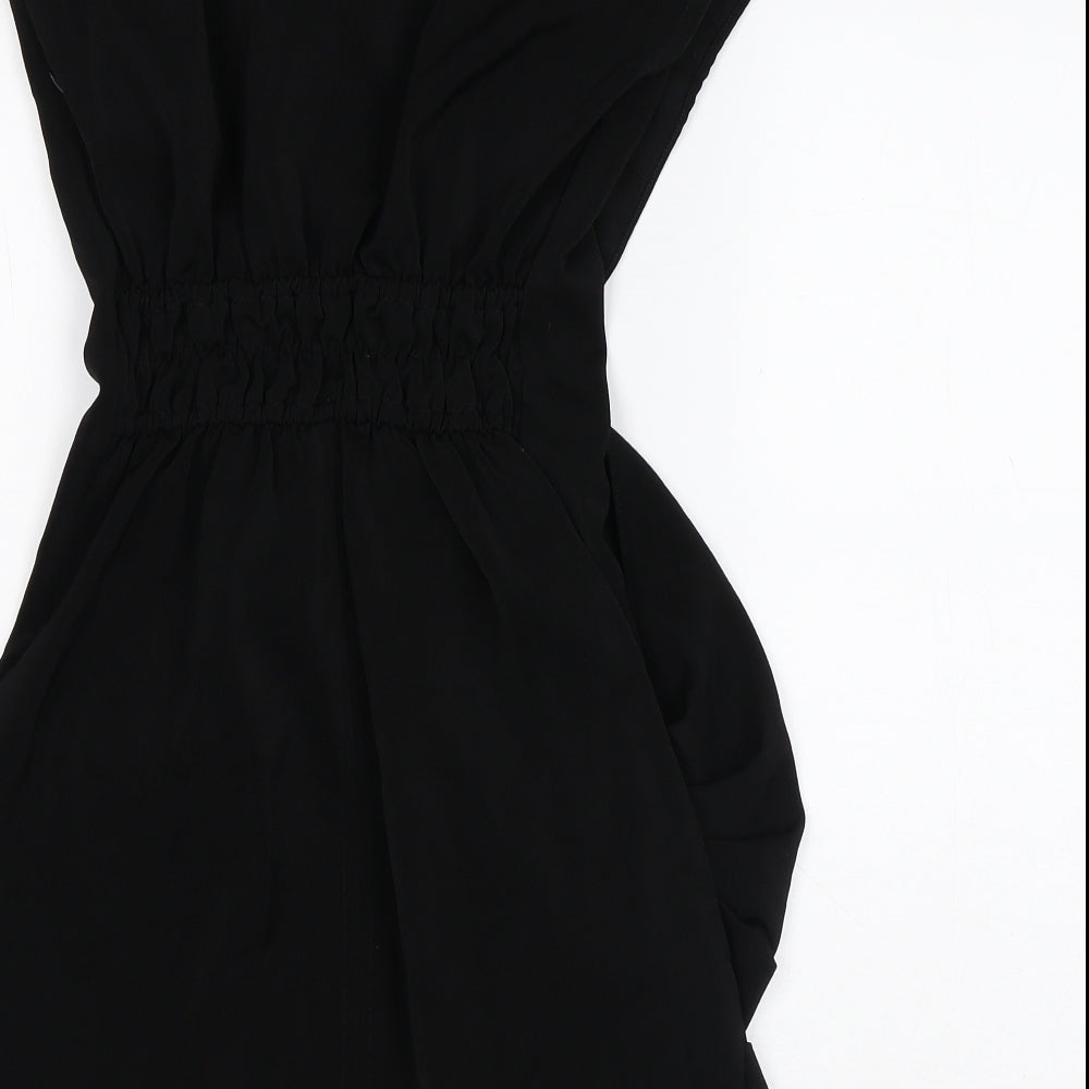 Du-Dee Womens Black Polyester Fit & Flare Size S Round Neck