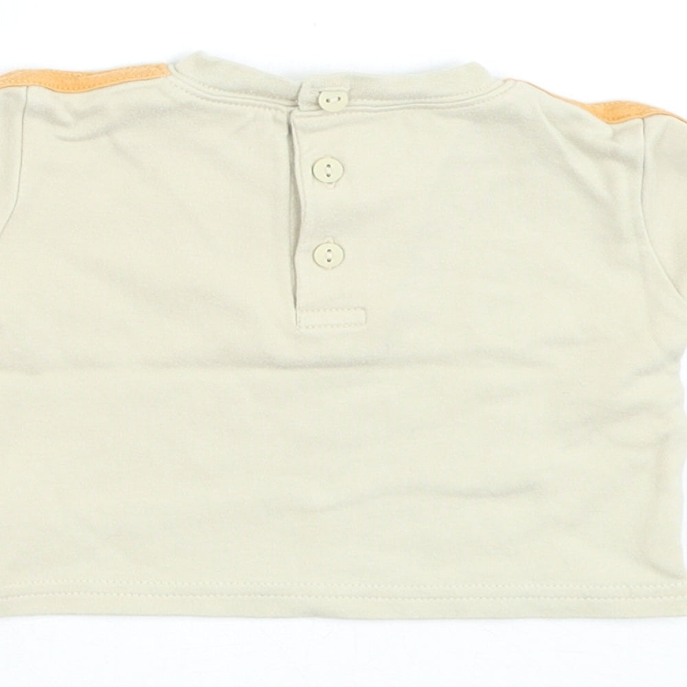 George Boys Beige Cotton Basic T-Shirt Size 0-3 Months Round Neck Pullover