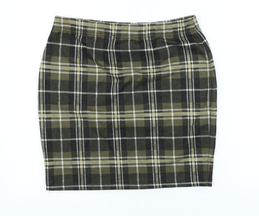 Select Womens Green Plaid Polyester Straight & Pencil Skirt Size 12