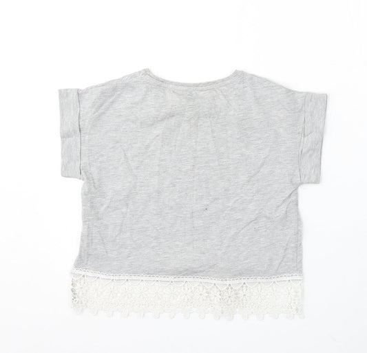 Young Dimension Girls Grey Cotton Basic T-Shirt Size 12 Years Round Neck - it girl