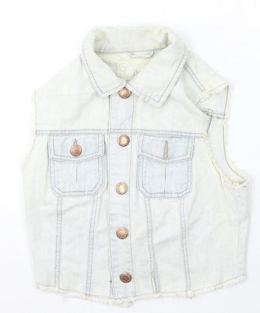 Denim & Co. Womens Blue Gilet Jacket Size 10