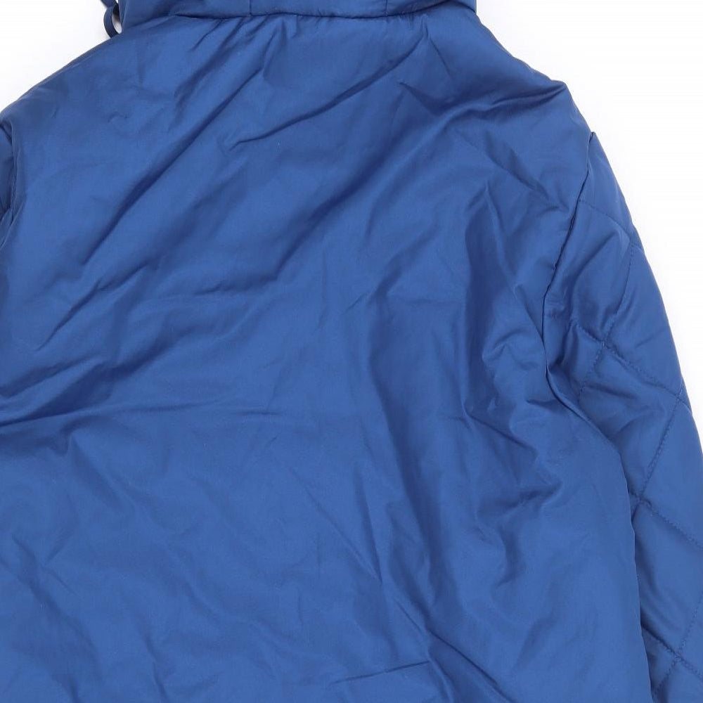 Anne De Lancay Womens Blue Quilted Coat Size M Zip