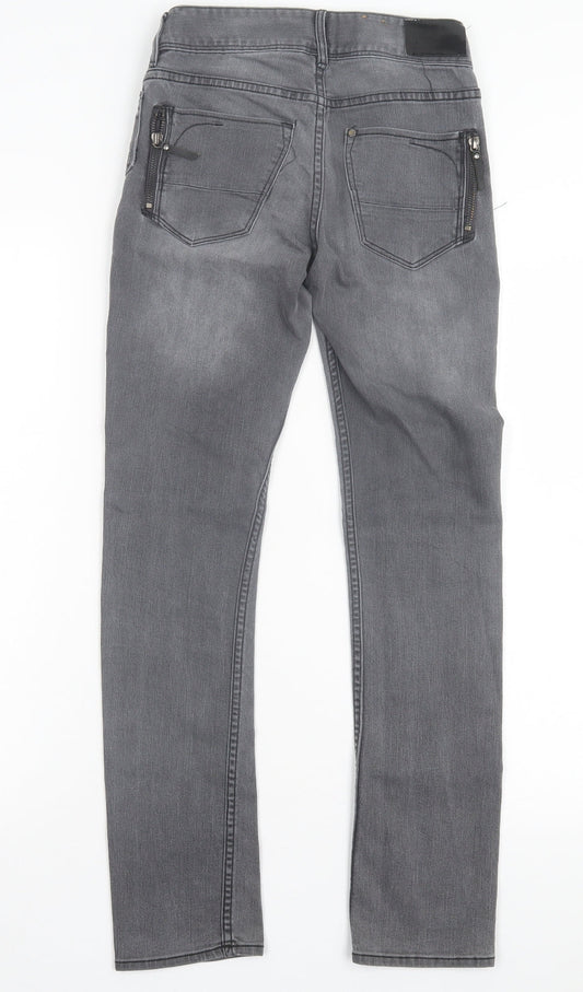 Preworn Girls Grey Cotton Skinny Jeans Size 11-12 Years Regular Button