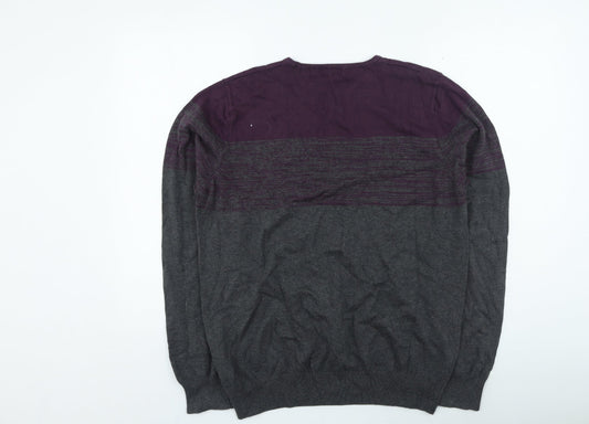 Autograph Mens Grey Round Neck Cotton Pullover Jumper Size L