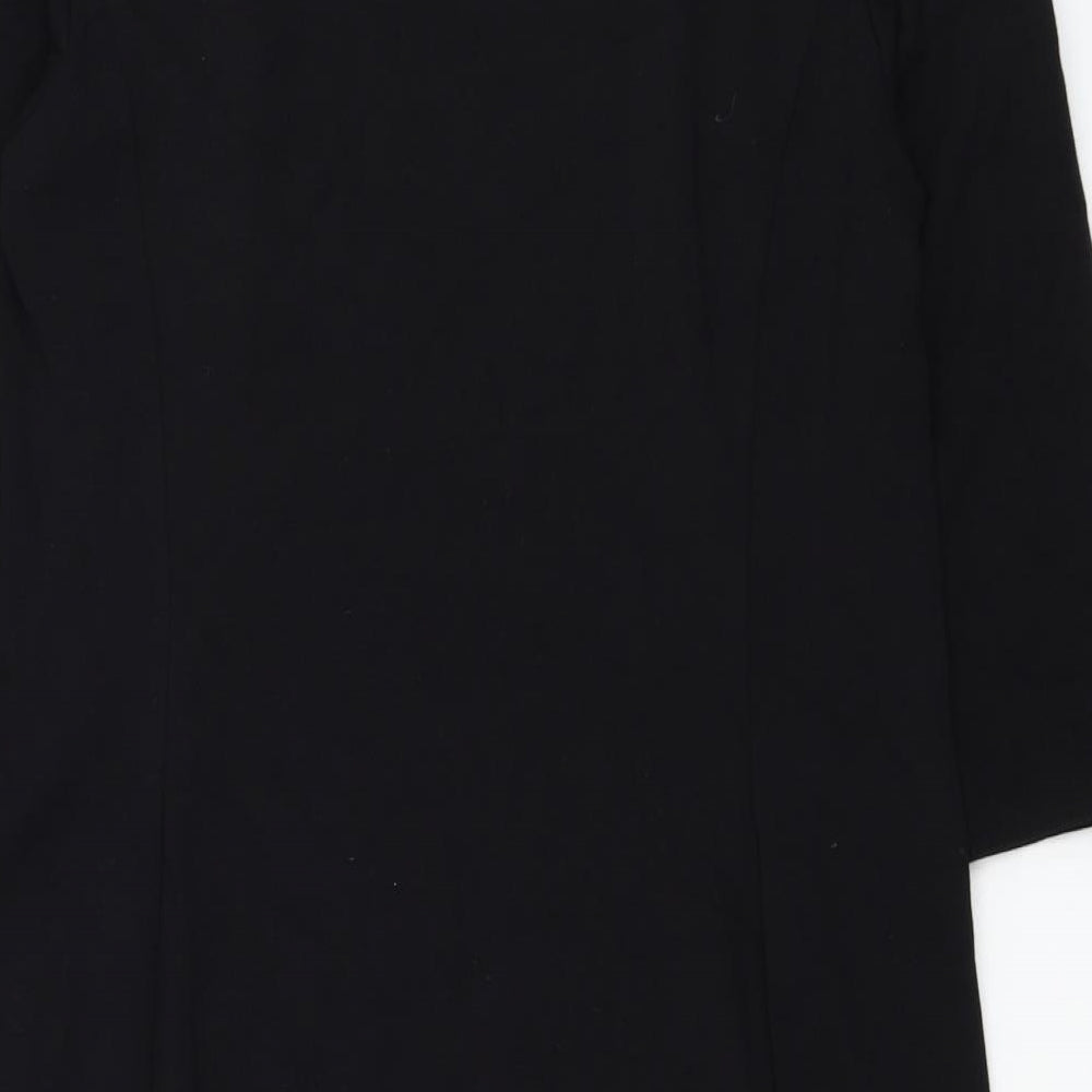 H&M Womens Black Polyester Basic Blouse Size S Round Neck - Flower hem