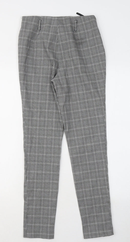 New Look Womens Grey Plaid Polyester Trousers Size 8 L28 in Regular
