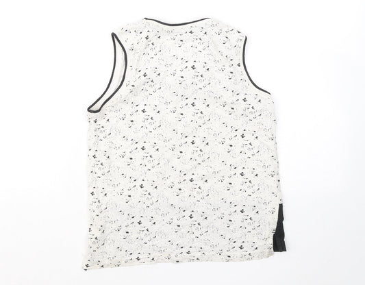 George Boys White Geometric Cotton Basic Tank Size 8-9 Years Round Neck - 234-095989