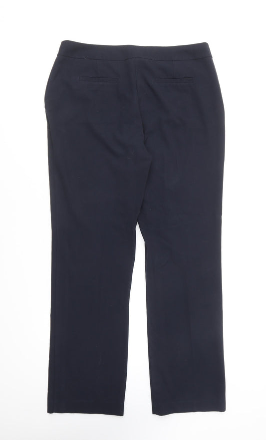 M&Co Womens Blue Cotton Trousers Size 12 L28 in Regular