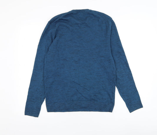 John Lewis Mens Blue Round Neck Polyester Pullover Jumper Size S