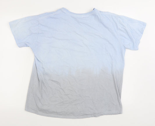 Boohoo Mens Blue Cotton T-Shirt Size M Round Neck - Bikers gang