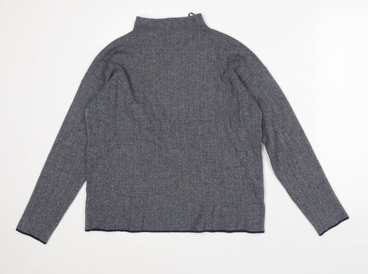 Max Studios Womens Blue Herringbone Polyester Pullover Sweatshirt Size M