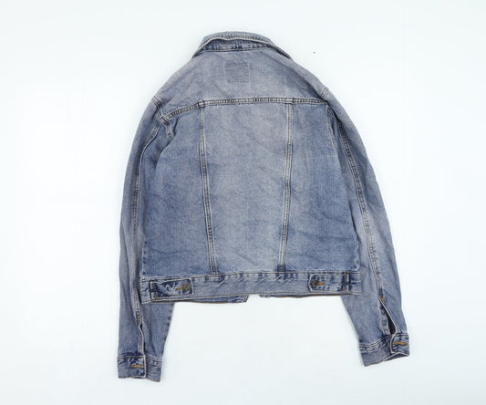 Denim & Co. Womens Blue Jacket Size 8 Button