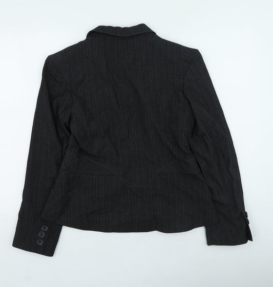 NEXT Womens Grey Striped Jacket Size 14 Button