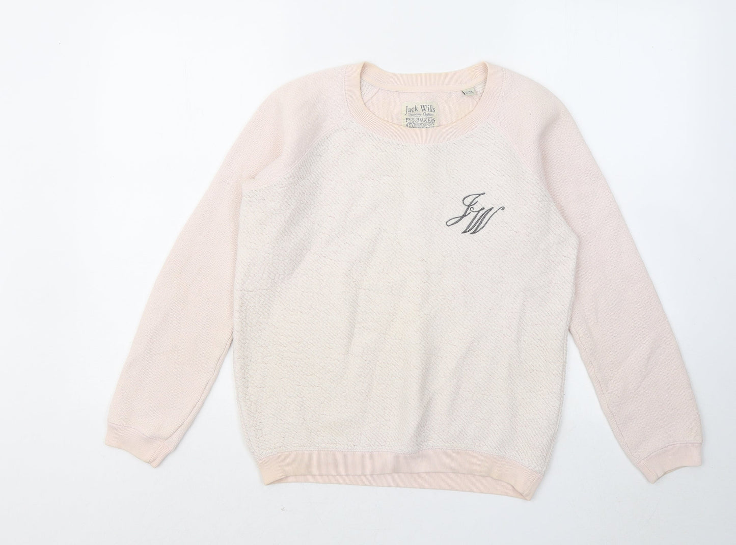 Jack Wills Womens Pink Round Neck Cotton Pullover Jumper Size 8