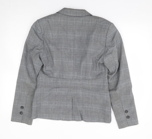 NEXT Womens Grey Check Polyester Jacket Suit Jacket Size 12