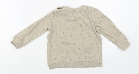 So Cute Baby Beige Geometric Cotton Pullover Jumper Size 12-18 Months Snap - Hedgehog Pattern