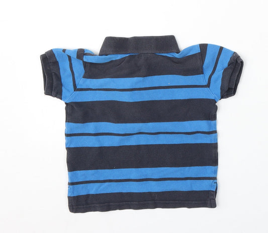 Gap Boys Blue Striped Cotton Basic Polo Size 2 Years Collared Button