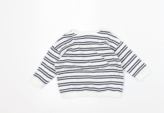 F&F Baby White Striped Cotton Pullover Jumper Size 3-6 Months