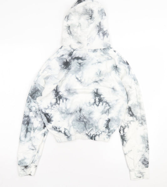 evra Womens Grey Geometric Cotton Pullover Hoodie Size M Pullover - Marble