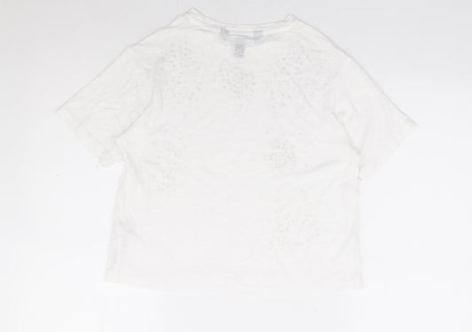 New Look Girls Ivory Cotton Jersey T-Shirt Size 12-13 Years Round Neck Pullover