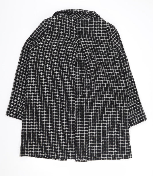 Marks and Spencer Womens Black Check Jacket Coat Size 12 Button