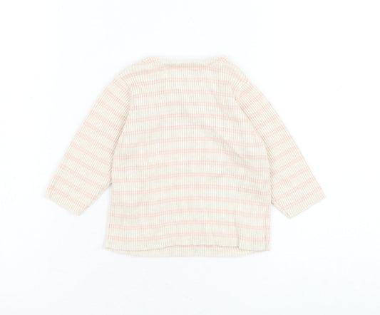 Mint Velvet Girls Beige Striped Nylon Cardigan Jumper Size 3-6 Months Button