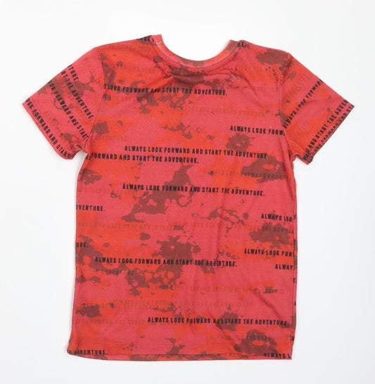 George Boys Red Camouflage Polyester Basic T-Shirt Size 9-10 Years Crew Neck - Slogan