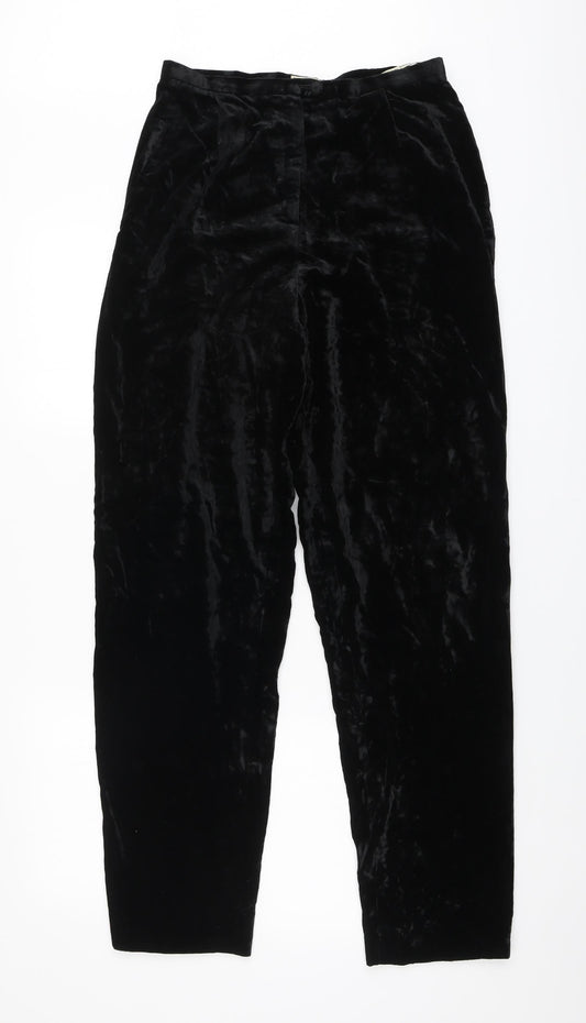 Paul Costelloe Womens Black Acetate Trousers Size 12 L32 in Regular Zip