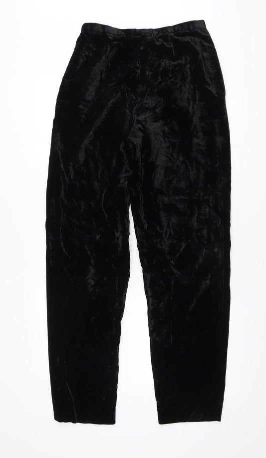 Paul Costelloe Womens Black Acetate Trousers Size 12 L32 in Regular Zip