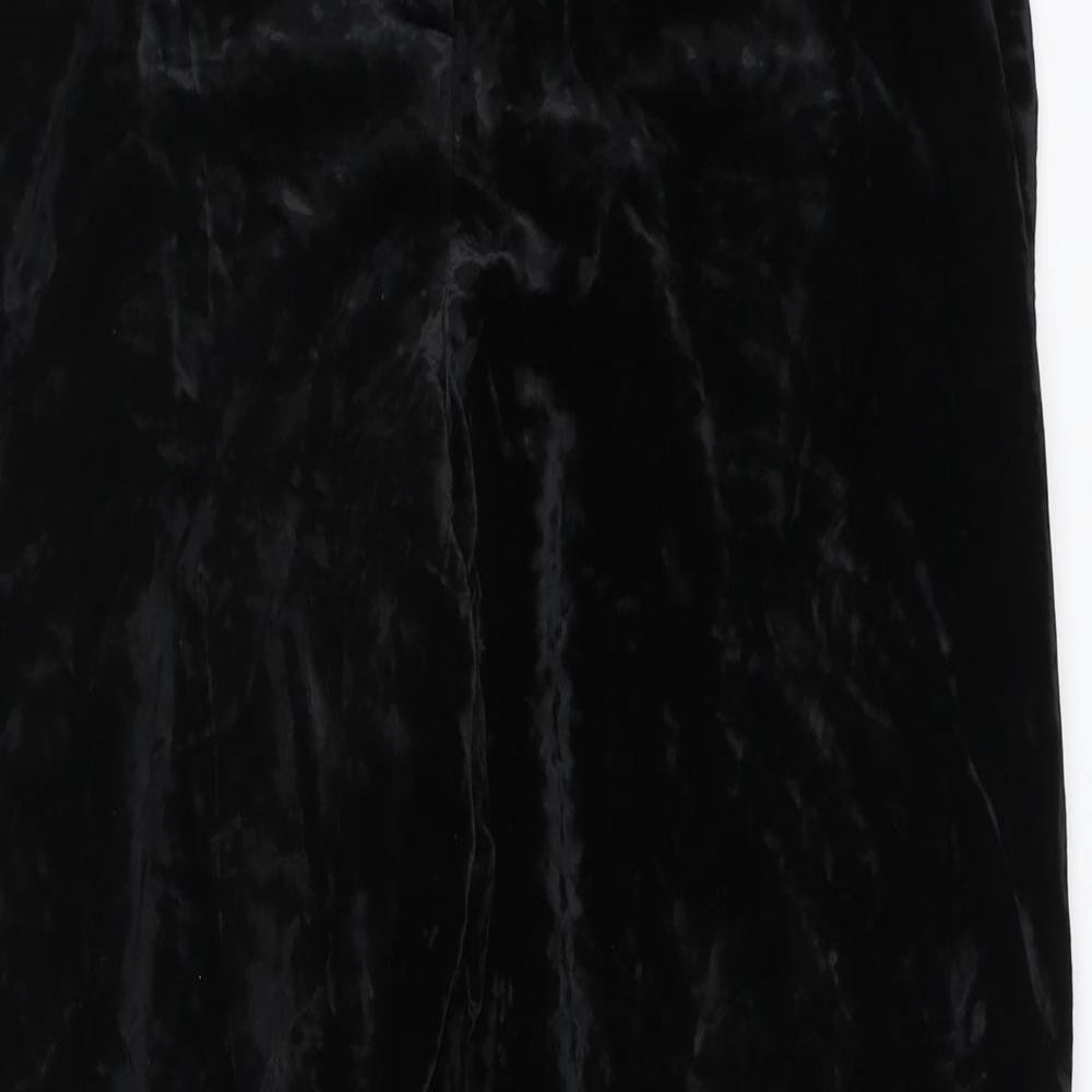 Paul Costelloe Womens Black Acetate Trousers Size 12 L32 in Regular Zip
