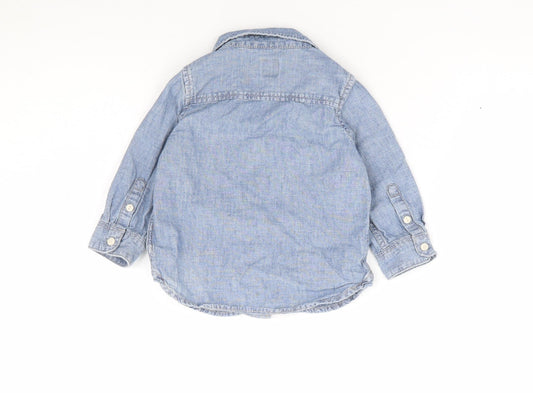 Gap Boys Blue 100% Cotton Jersey Button-Up Size 12-18 Months Collared Button