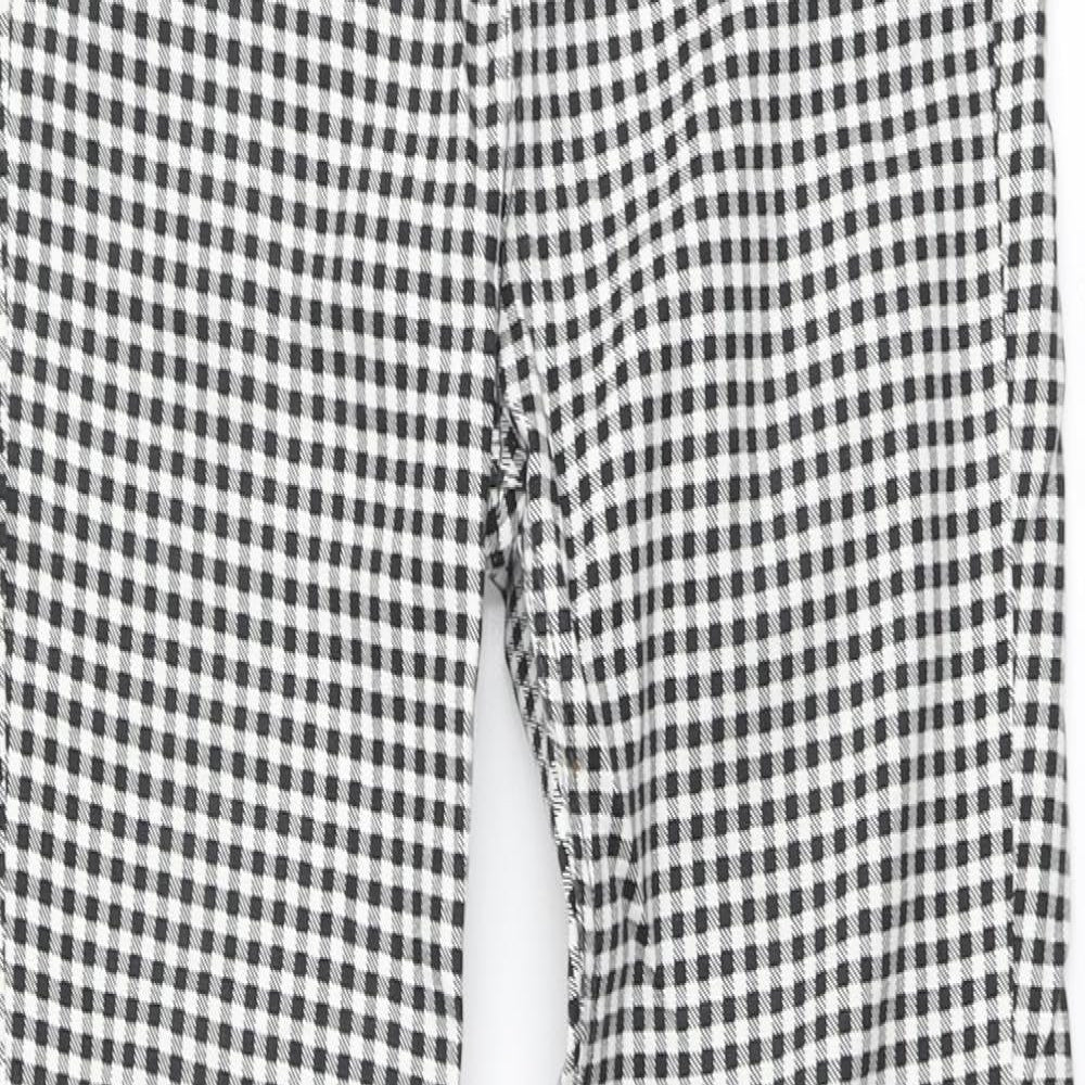 Stradivarius Womens Black Check Cotton Skinny Jeans Size 6 L27 in Regular Button