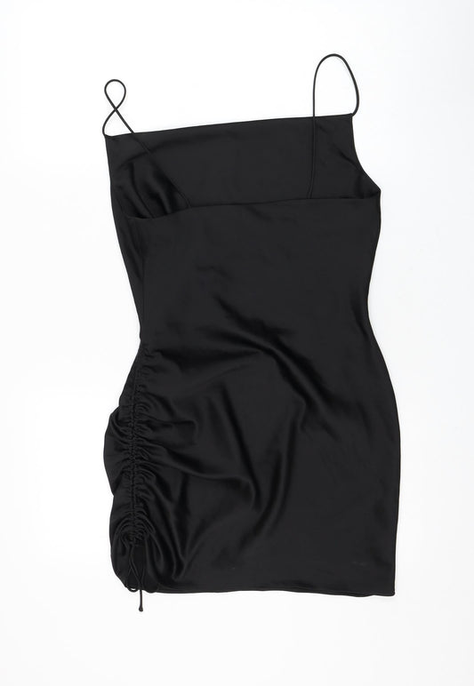 Topshop Womens Black Polyester Shift Size 8 Square Neck Pullover