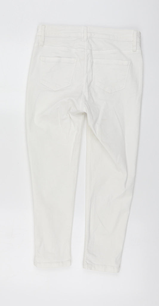 Oasis Womens White Cotton Skinny Jeans Size S L22 in Regular Button