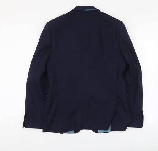 Burton Menswear Mens Blue Polyester Jacket Suit Jacket Size L