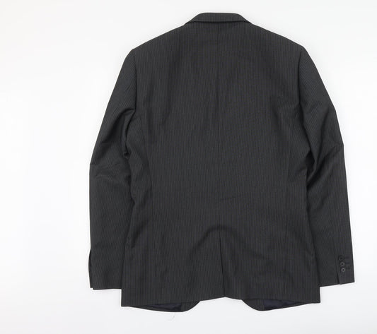 NEXT Mens Grey Striped Polyester Jacket Suit Jacket Size L