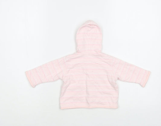 Little Bundle Baby Pink Striped Cotton Cardigan Jumper Size 3-6 Months Snap