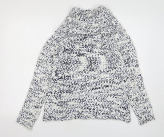 Apricot Womens Blue Roll Neck Acrylic Pullover Jumper Size 10