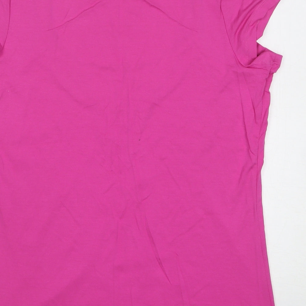 Marks and Spencer Womens Pink Viscose Basic Button-Up Size 14 Scoop Neck - Button up with tank