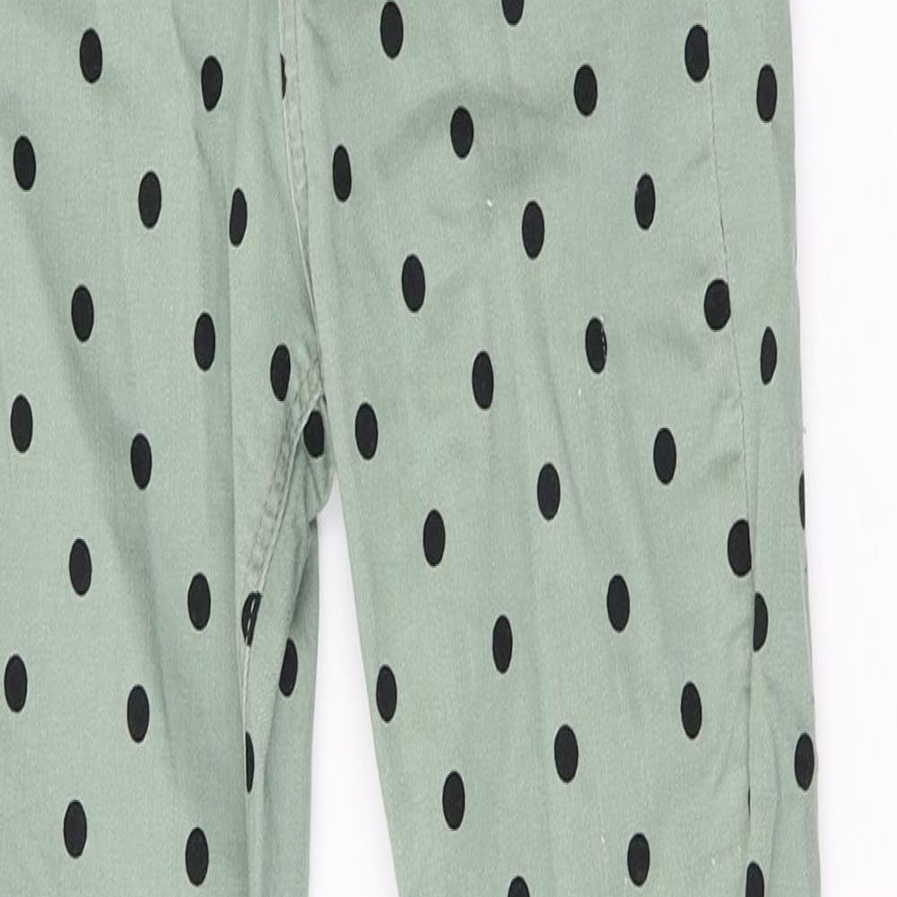 Stradivarius Womens Green Polka Dot Cotton Skinny Jeans Size 4 L26 in Regular Button