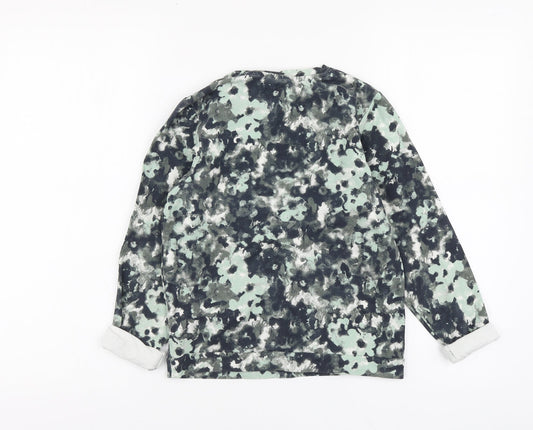 name it Girls Green Floral Cotton Basic Blouse Size 9-10 Years Round Neck